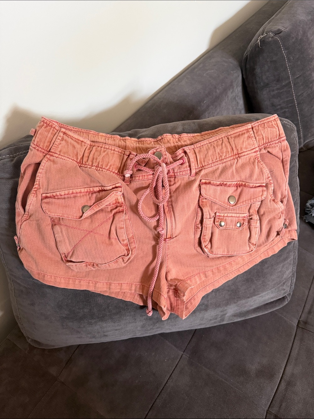 Free People Coral Cargo Drawstring Shorts